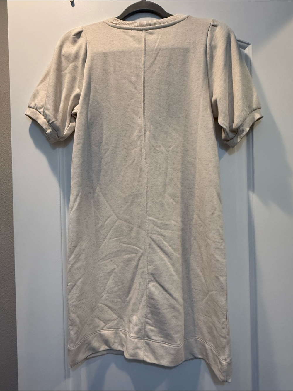LOFT Short Sleeve Crewneck Sweatshirt Dress in Light Beige - Picture 3 of 3